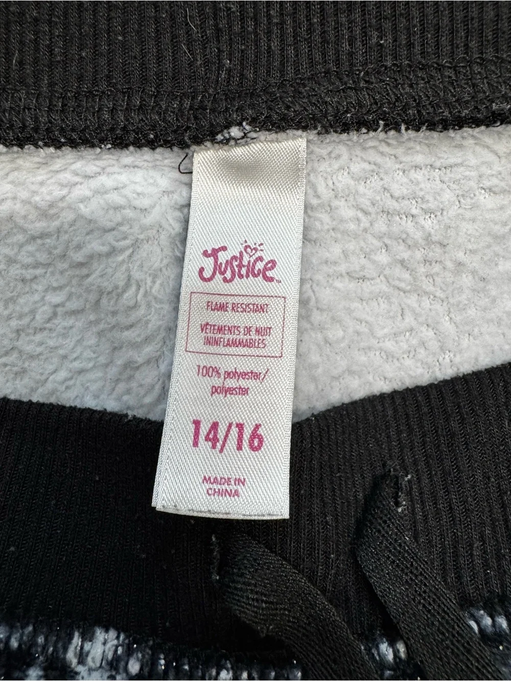 Justice Black & White Knit Lounge Pants with Snowflake Detail